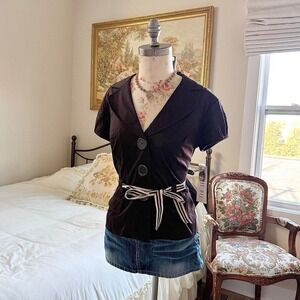 black belted top  y2k robbie bee black‎ belted top size 12